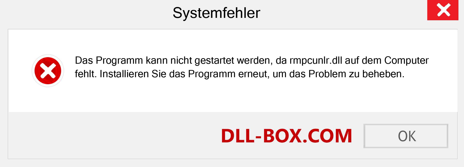 rmpcunlr.dll-Datei fehlt?. Download für Windows 7, 8, 10 - Fix rmpcunlr dll Missing Error unter Windows, Fotos, Bildern