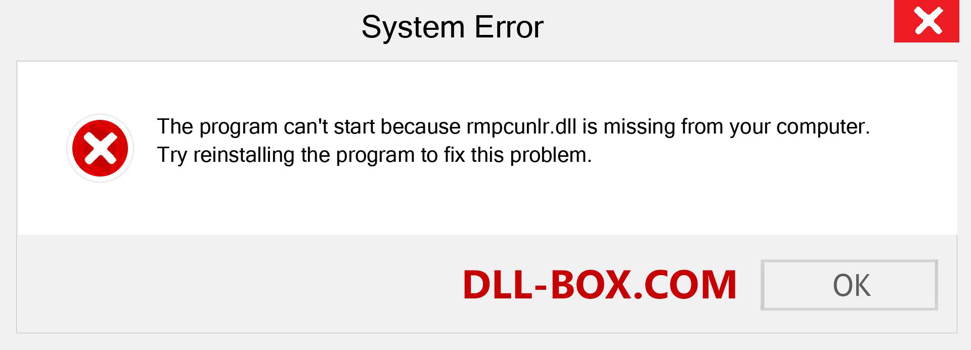  rmpcunlr.dll file is missing?. Download for Windows 7, 8, 10 - Fix  rmpcunlr dll Missing Error on Windows, photos, images
